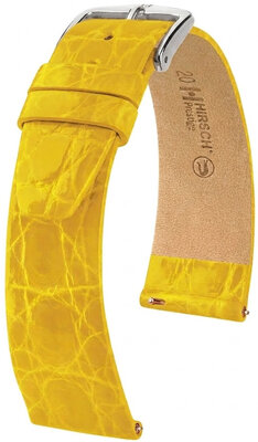 Curea din piele Hirsch Prestige 02208172-2, culoarea galbenă, piele de crocodil, Quick Release