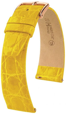 Curea din piele Hirsch Prestige 02208172-7, culoarea galbenă, piele de crocodil, Quick Release