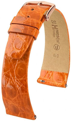 Curea din piele Hirsch Prestige 02208176-7, culoarea portocaliu, piele de crocodil, Quick Release