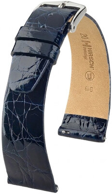 Curea din piele Hirsch Prestige 02208180-2, culoarea albastră, piele de crocodil, Quick Release