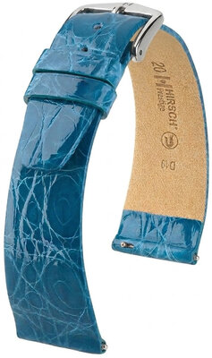 Curea din piele Hirsch Prestige 02208183-2, culoarea albastră, piele de crocodil, Quick Release