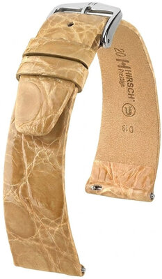 Curea din piele Hirsch Prestige 02208190-2, culoarea bej, piele de crocodil, Quick Release