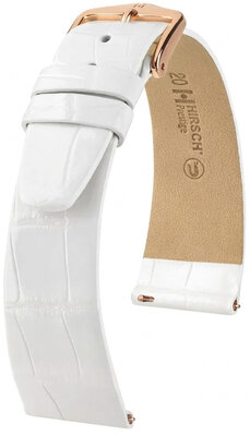 Curea din piele Hirsch Prestige 02307100-7, culoarea albă, piele de aligator, Quick Release