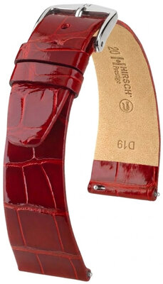 Curea din piele Hirsch Prestige 02307120-2, culoarea roșie, piele de aligator, Quick Release