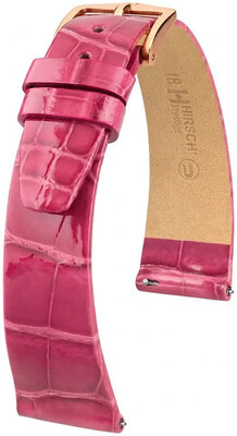 Curea din piele Hirsch Prestige 02307124-7, culoarea roz, piele de aligator, Quick Release
