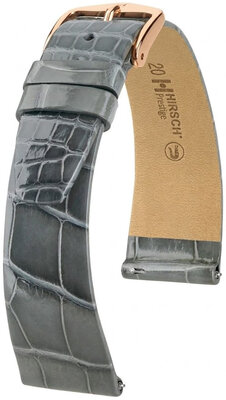Curea din piele Hirsch Prestige 02307130-7, culoarea gri, piele de aligator, Quick Release
