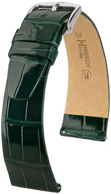 Curea din piele Hirsch Prestige 02307141-2, culoarea verde, piele de aligator, Quick Release