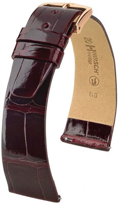 Curea din piele Hirsch Prestige 02307160-7, culoarea roșie, piele de aligator, Quick Release