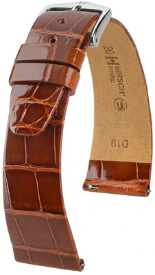 Curea din piele Hirsch Prestige 02307170-2, culoarea maro, piele de aligator, Quick Release