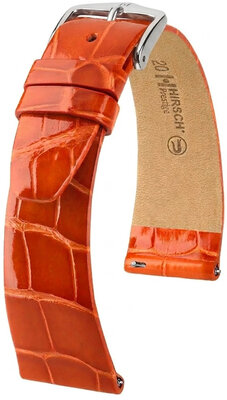 Curea din piele Hirsch Prestige 02307177-2, culoarea portocaliu, piele de aligator, Quick Release