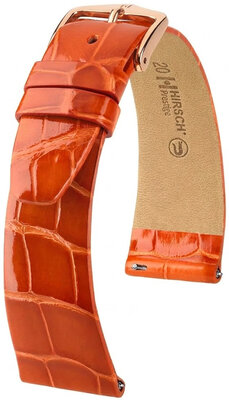 Curea din piele Hirsch Prestige 02307177-7, culoarea portocaliu, piele de aligator, Quick Release