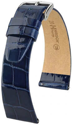 Curea din piele Hirsch Prestige 02307180-2, culoarea albastră, piele de aligator, Quick Release