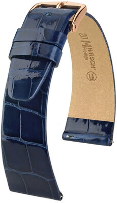 Curea din piele Hirsch Prestige 02307180-7, culoarea albastră, piele de aligator, Quick Release