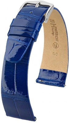 Curea din piele Hirsch Prestige 02307182-2, culoarea albastră, piele de aligator, Quick Release