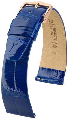 Curea din piele Hirsch Prestige 02307182-7, culoarea albastră, piele de aligator, Quick Release