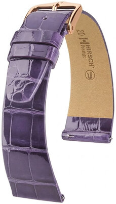 Curea din piele Hirsch Prestige 02307184-7, culoarea violet, piele de aligator, Quick Release