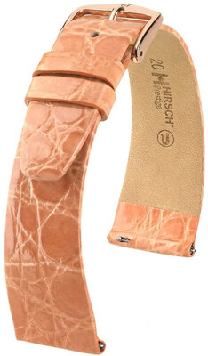 Curea din piele Hirsch Prestige 02308122-7, culoarea portocaliu, piele de crocodil, Quick Release
