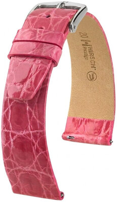 Curea din piele Hirsch Prestige 02308125-2, culoarea roz, piele de crocodil, Quick Release