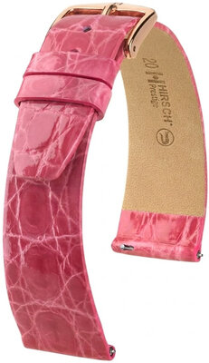 Curea din piele Hirsch Prestige 02308125-7, culoarea roz, piele de crocodil, Quick Release