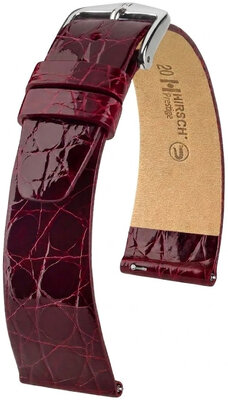 Curea din piele Hirsch Prestige 02308160-2, culoarea roșie, piele de crocodil, Quick Release