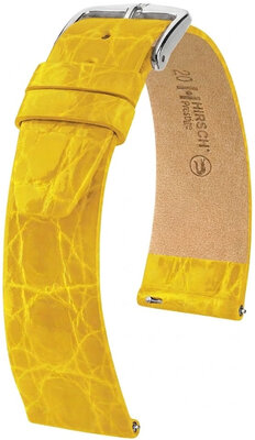 Curea din piele Hirsch Prestige 02308172-2, culoarea galbenă, piele de crocodil, Quick Release