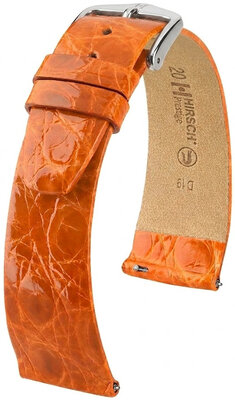 Curea din piele Hirsch Prestige 02308176-2, culoarea portocaliu, piele de crocodil, Quick Release