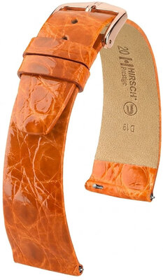 Curea din piele Hirsch Prestige 02308176-7, culoarea portocaliu, piele de crocodil, Quick Release