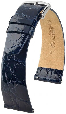 Curea din piele Hirsch Prestige 02308180-2, culoarea albastră, piele de crocodil, Quick Release