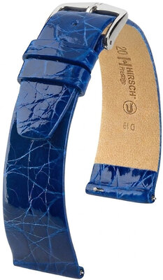 Curea din piele Hirsch Prestige 02308185-2, culoarea albastră, piele de crocodil, Quick Release