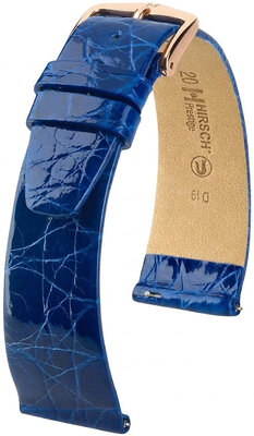 Curea din piele Hirsch Prestige 02308185-7, culoarea albastră, piele de crocodil, Quick Release