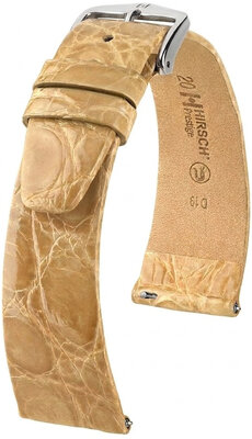 Curea din piele Hirsch Prestige 02308190-2, culoarea bej, piele de crocodil, Quick Release