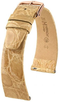 Curea din piele Hirsch Prestige 02308190-7, culoarea bej, piele de crocodil, Quick Release