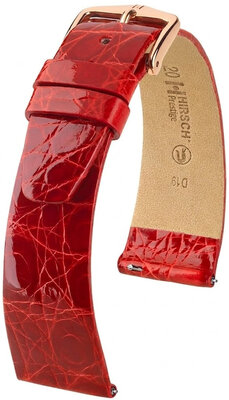 Curea din piele Hirsch Prestige L 02208020-7, roșie, piele de crocodil, lungime L, Quick Release