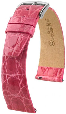 Curea din piele Hirsch Prestige L 02208025-2, roz, piele de crocodil, lungime L, Quick Release