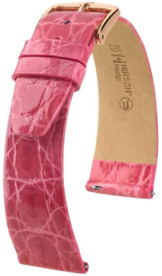 Curea din piele Hirsch Prestige L 02208025-7, roz, piele de crocodil, lungime L, Quick Release
