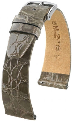 Curea din piele Hirsch Prestige L 02208030-2, gri, piele de crocodil, lungime L, Quick Release