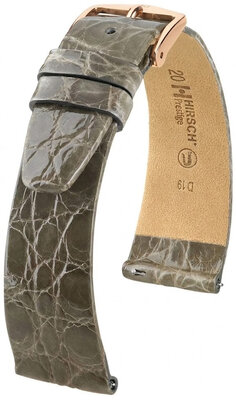 Curea din piele Hirsch Prestige L 02208030-7, gri, piele de crocodil, lungime L, Quick Release