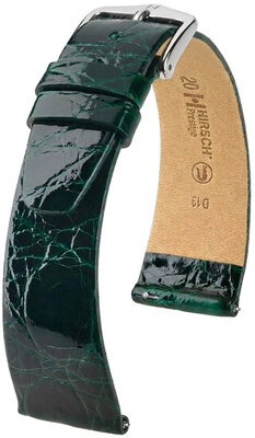 Curea din piele Hirsch Prestige L 02208040-2, verde, piele de crocodil, lungime L, Quick Release