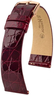Curea din piele Hirsch Prestige L 02208060-7, roșie, piele de crocodil, lungime L, Quick Release
