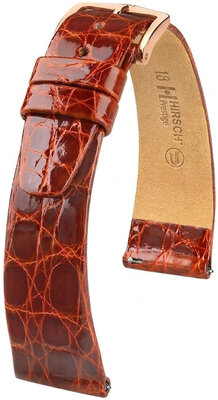 Curea din piele Hirsch Prestige L 02208070-7, maro, piele de crocodil, lungime L, Quick Release