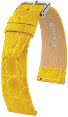 Curea din piele Hirsch Prestige L 02208072-2, galbenă, piele de crocodil, lungime L, Quick Release