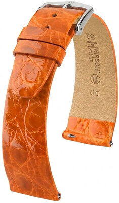 Curea din piele Hirsch Prestige L 02208076-2, portocalie, piele de crocodil, lungime L, Quick Release