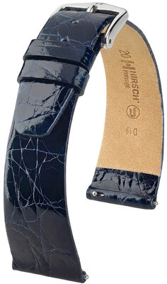 Curea din piele Hirsch Prestige L 02208080-2, albastră, piele de crocodil, lungime L, Quick Release
