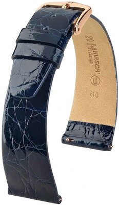 Curea din piele Hirsch Prestige L 02208080-7, albastră, piele de crocodil, lungime L, Quick Release