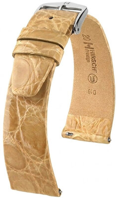Curea din piele Hirsch Prestige L 02208090-2, bej, piele de crocodil, lungime L, Quick Release