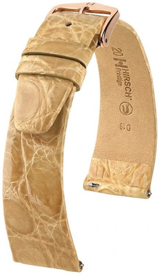Curea din piele Hirsch Prestige L 02208090-7, bej, piele de crocodil, lungime L, Quick Release