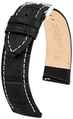 Curea din piele Hirsch Duke L 01028051-2, negru, piele de vițel, lungime L, Quick Release