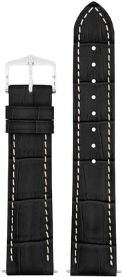 Curea din piele Hirsch Duke L 01028051-2, negru, piele de vițel, lungime L, Quick Release