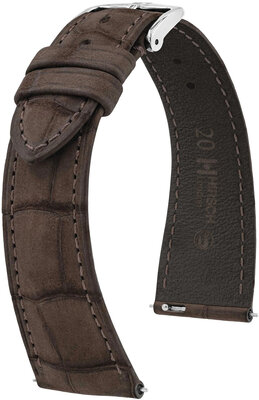 Curea din piele Hirsch London Nubuk L 04277010-2, maro, piele de aligator, lungime L, Quick Release