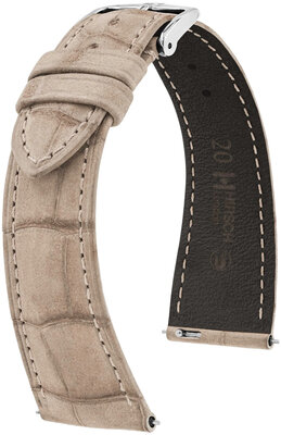 Curea din piele Hirsch London Nubuk L 04277090-2, bej, piele de aligator, lungime L, Quick Release